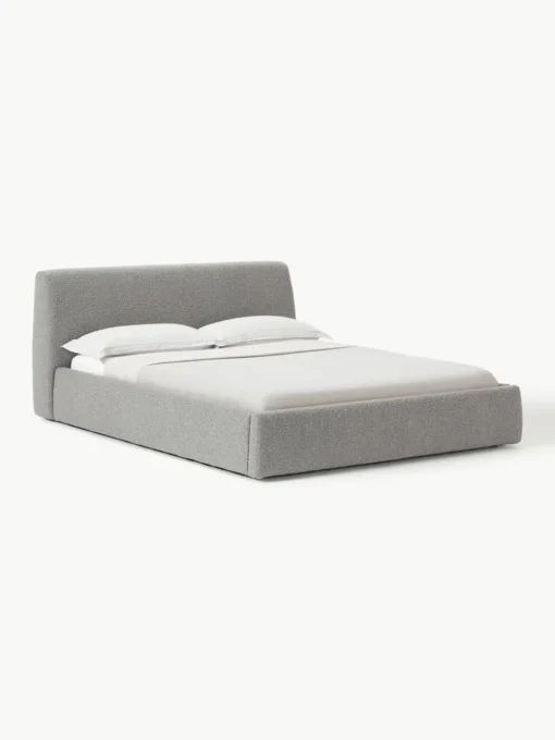 Bouclé gestoffeerd bed Cloud met opbergruimte