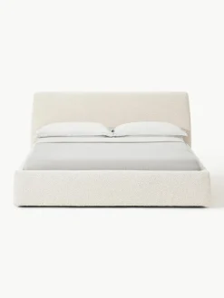 Bouclé gestoffeerd bed Cloud met opbergruimte