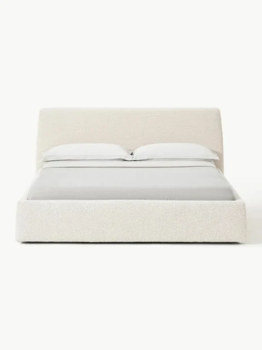 Bouclé gestoffeerd bed Cloud met opbergruimte