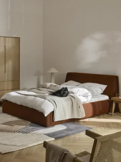 Bouclé gestoffeerd bed Cloud met opbergruimte
