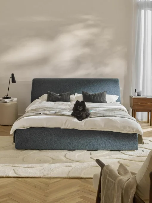 Bouclé gestoffeerd bed Cloud met opbergruimte