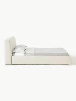 Bouclé gestoffeerd bed Cloud met opbergruimte