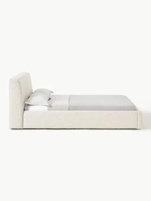 Bouclé gestoffeerd bed Cloud met opbergruimte