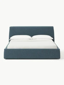 Bouclé gestoffeerd bed Cloud met opbergruimte