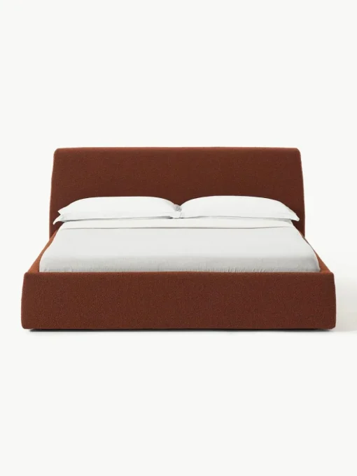 Bouclé gestoffeerd bed Cloud met opbergruimte