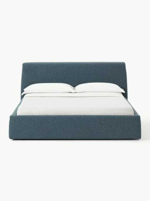 Bouclé gestoffeerd bed Cloud met opbergruimte