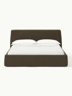 Bouclé gestoffeerd bed Cloud met opbergruimte