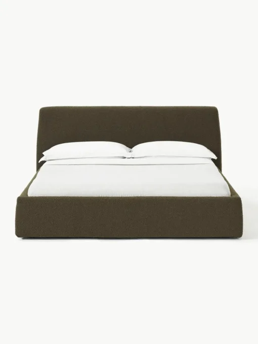 Bouclé gestoffeerd bed Cloud met opbergruimte