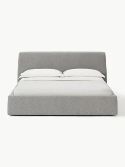 Bouclé gestoffeerd bed Cloud met opbergruimte