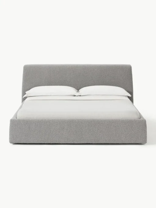 Bouclé gestoffeerd bed Cloud met opbergruimte
