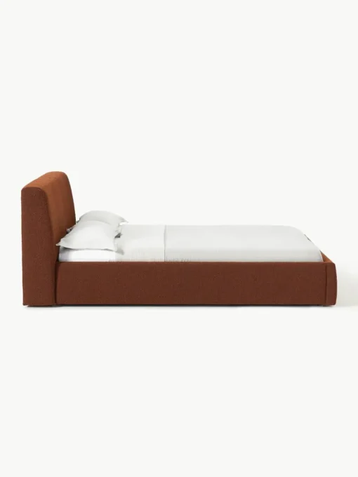 Bouclé gestoffeerd bed Cloud met opbergruimte
