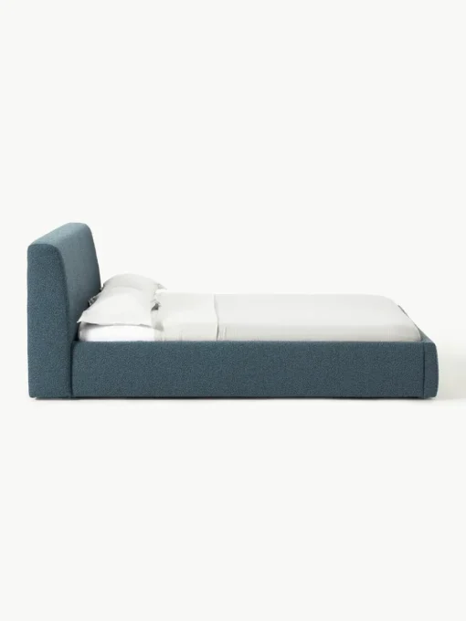 Bouclé gestoffeerd bed Cloud met opbergruimte