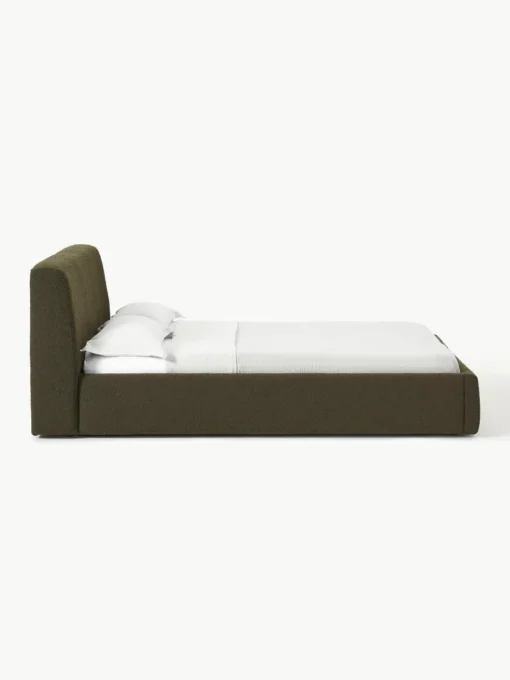 Bouclé gestoffeerd bed Cloud met opbergruimte
