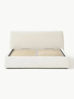 Bouclé gestoffeerd bed Cloud met opbergruimte