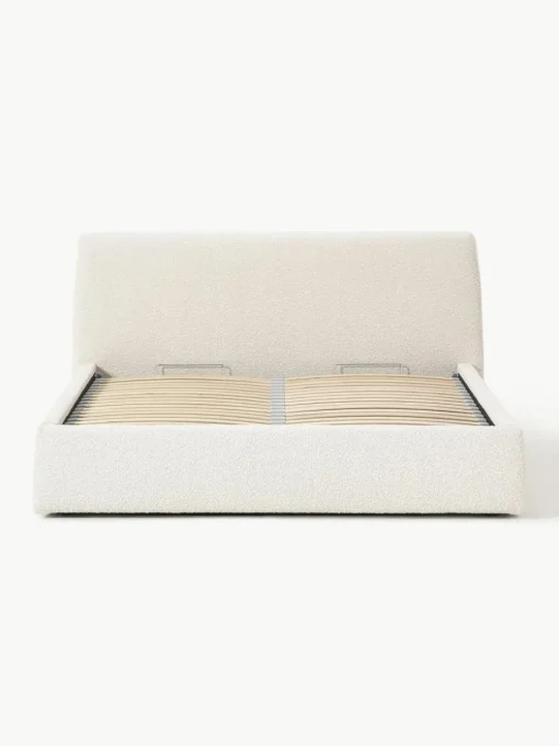 Bouclé gestoffeerd bed Cloud met opbergruimte