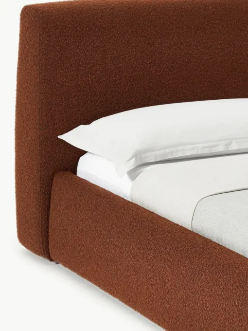 Bouclé gestoffeerd bed Cloud met opbergruimte