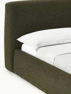 Bouclé gestoffeerd bed Cloud met opbergruimte