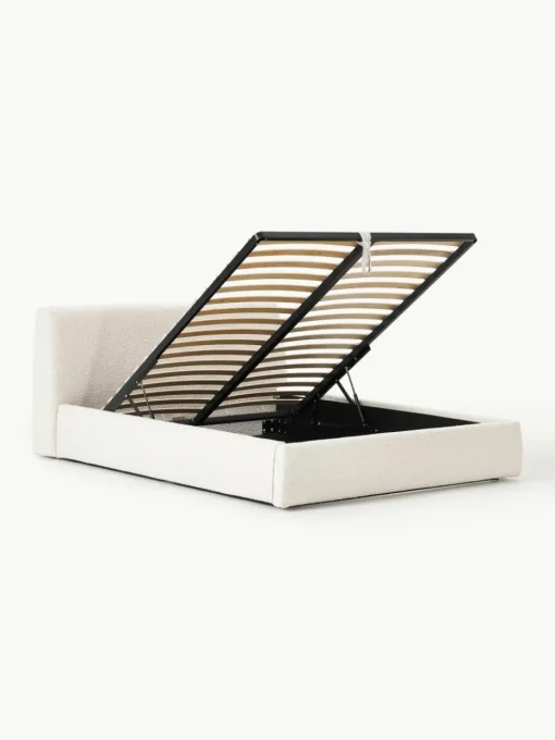 Bouclé gestoffeerd bed Cloud met opbergruimte
