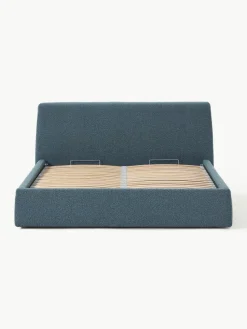 Bouclé gestoffeerd bed Cloud met opbergruimte