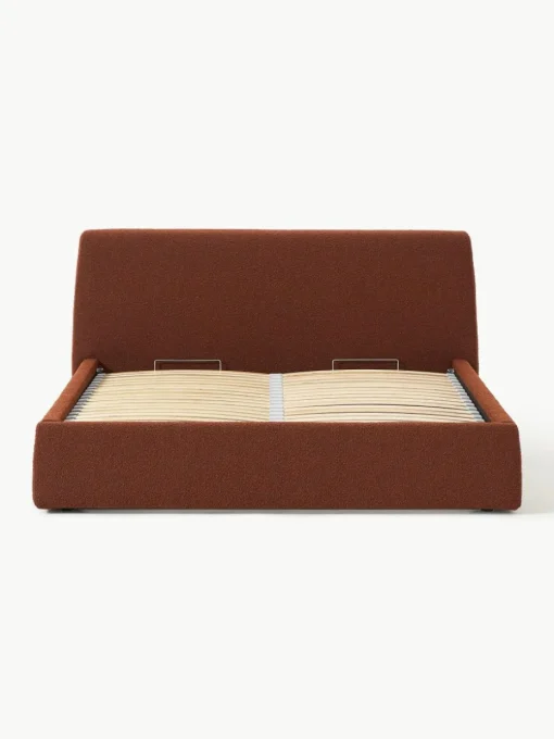 Bouclé gestoffeerd bed Cloud met opbergruimte