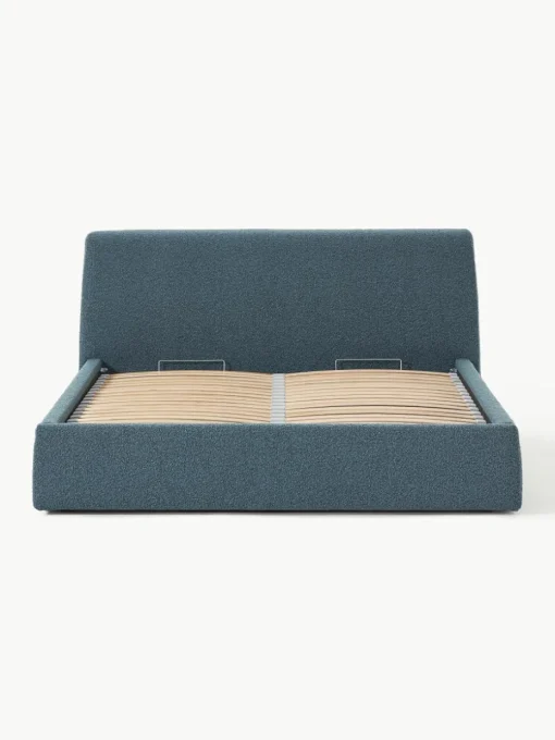 Bouclé gestoffeerd bed Cloud met opbergruimte