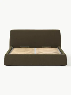 Bouclé gestoffeerd bed Cloud met opbergruimte