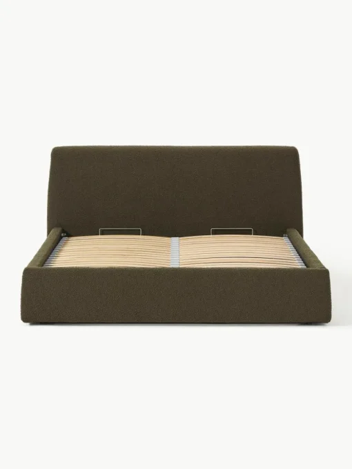 Bouclé gestoffeerd bed Cloud met opbergruimte