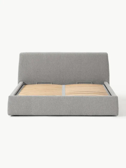 Bouclé gestoffeerd bed Cloud met opbergruimte