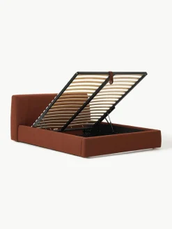 Bouclé gestoffeerd bed Cloud met opbergruimte