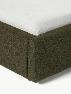 Bouclé gestoffeerd bed Cloud met opbergruimte