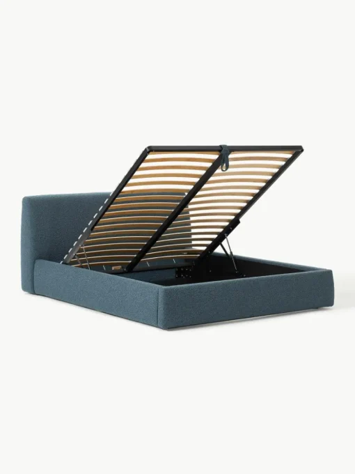 Bouclé gestoffeerd bed Cloud met opbergruimte