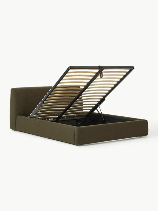 Bouclé gestoffeerd bed Cloud met opbergruimte