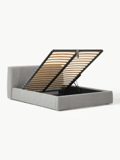 Bouclé gestoffeerd bed Cloud met opbergruimte