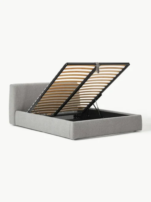 Bouclé gestoffeerd bed Cloud met opbergruimte