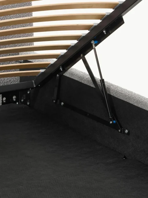 Bouclé gestoffeerd bed Cloud met opbergruimte