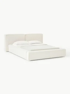 Bouclé gestoffeerd bed Lennon met opbergruimte
