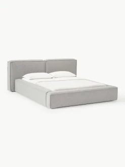 Bouclé gestoffeerd bed Lennon met opbergruimte