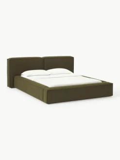 Bouclé gestoffeerd bed Lennon met opbergruimte