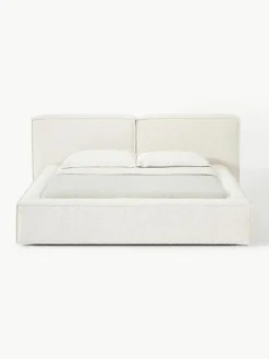 Bouclé gestoffeerd bed Lennon met opbergruimte