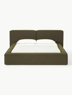 Bouclé gestoffeerd bed Lennon met opbergruimte