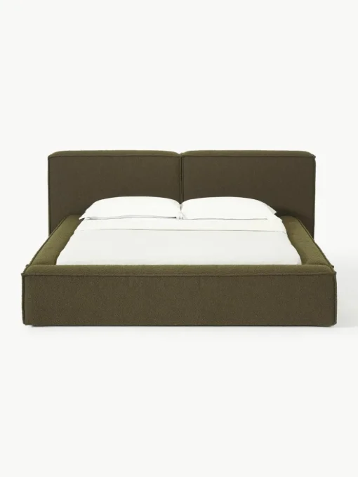 Bouclé gestoffeerd bed Lennon met opbergruimte