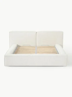 Bouclé gestoffeerd bed Lennon met opbergruimte