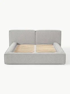 Bouclé gestoffeerd bed Lennon met opbergruimte