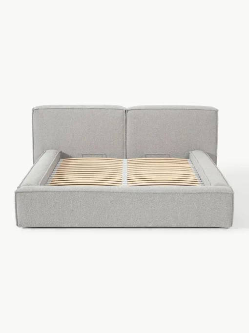 Bouclé gestoffeerd bed Lennon met opbergruimte