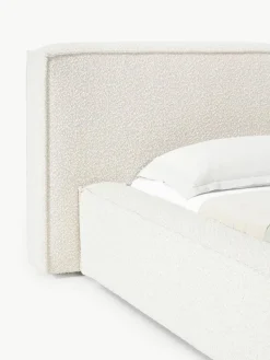 Bouclé gestoffeerd bed Lennon met opbergruimte