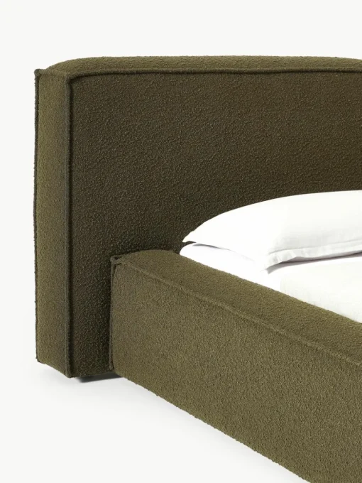 Bouclé gestoffeerd bed Lennon met opbergruimte