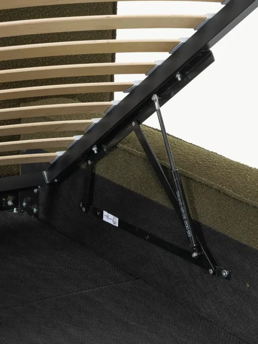 Bouclé gestoffeerd bed Lennon met opbergruimte
