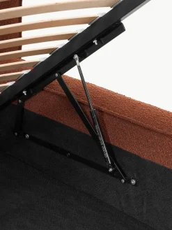 Bouclé gestoffeerd bed Lennon met opbergruimte