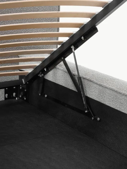 Bouclé gestoffeerd bed Lennon met opbergruimte