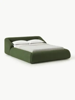 Bouclé gestoffeerd bed Sofia